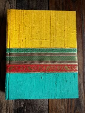 Handcrafted Artisan photo album scrapbook sketchbook fabric-covered vibrant art